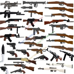 WWII Military Soldier Accessory Building Blocks Spray-painting Gun Rifle Submachine Two-Tone DP28 Farm Tool Shovel Hoe Brick N28