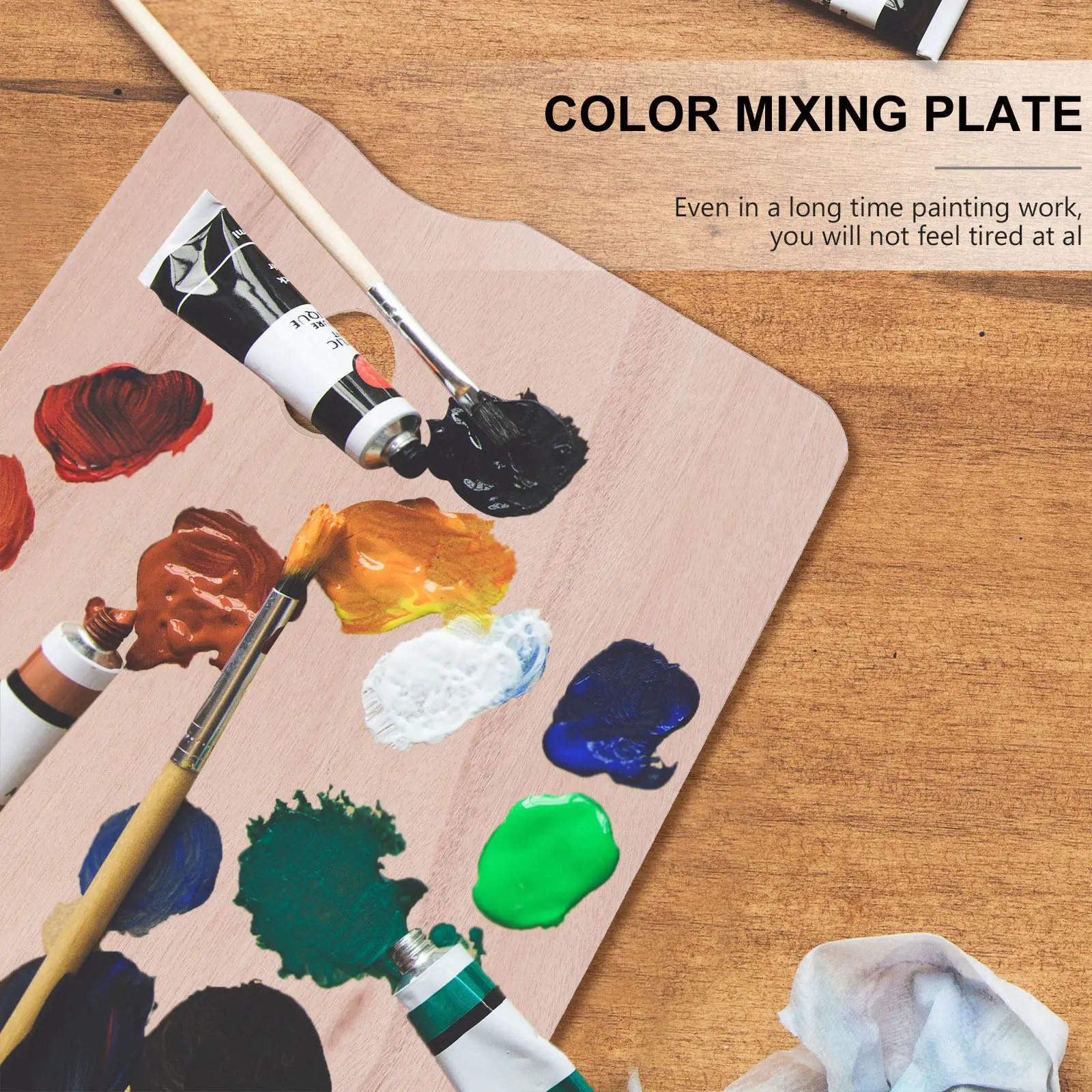 

1Pcs Sturdy Wooden Color Mixing Tray Heavy Duty Paint Palette for Fine Artists Crafts Painting Studio Home Use Oil Acrylic