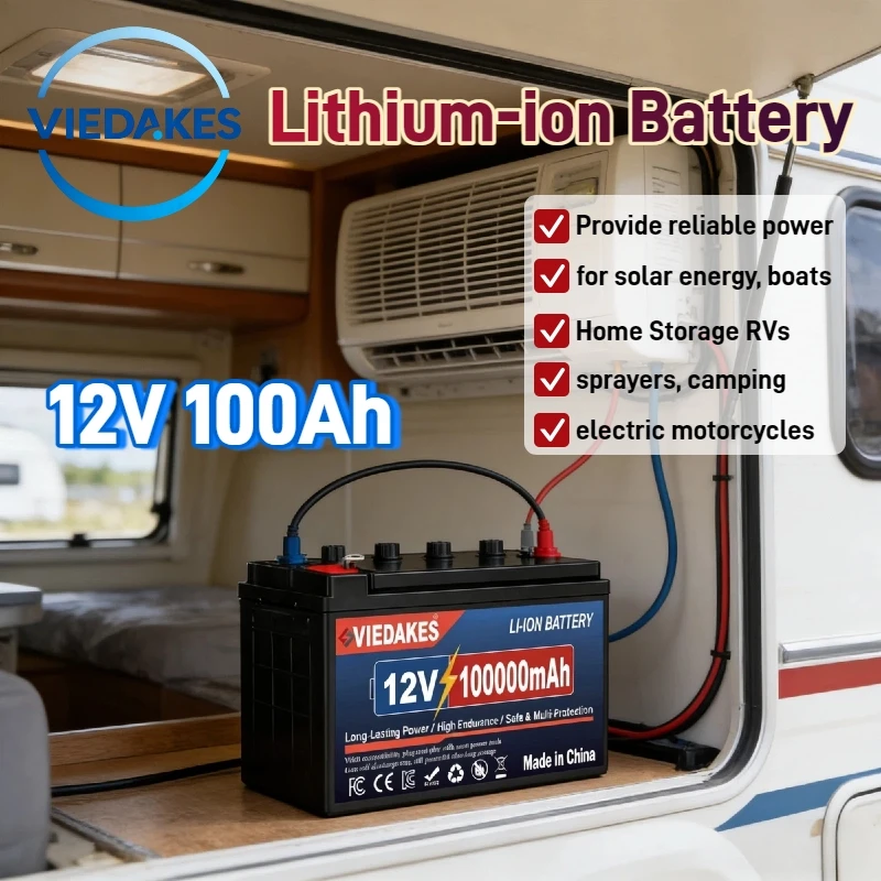 

12v lifepo4 battery 100Ah Durable Rechargeable Battery, for RV Camping Boat Solar System Reliable Power