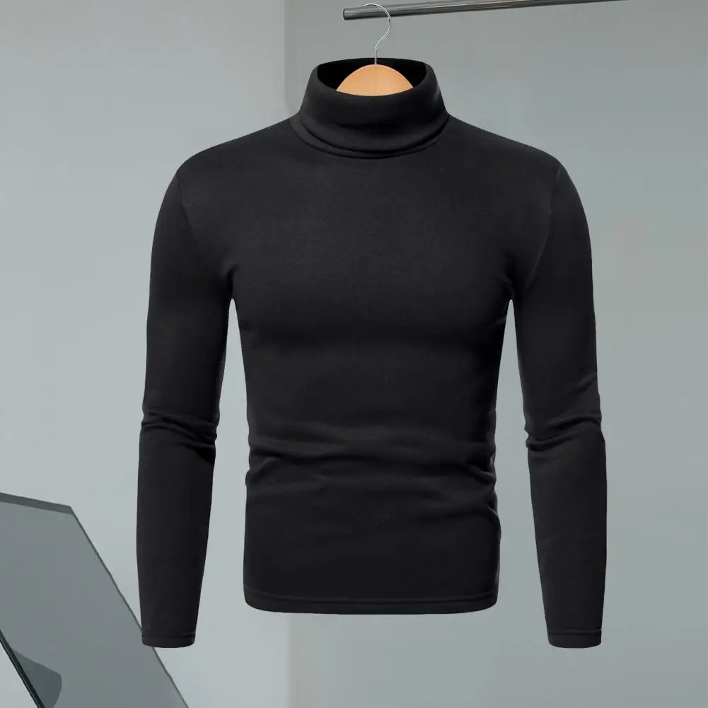 Lightweight Men Top Men's High Collar Slim Fit Long Sleeve Fitness Top for Spring Autumn Solid Color for Winter for Active