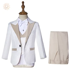 3 Pieces Boys Suits Jacket Single-Breasted Vest Pants Ring Bearer Outfit Toddler Outfits for Boys