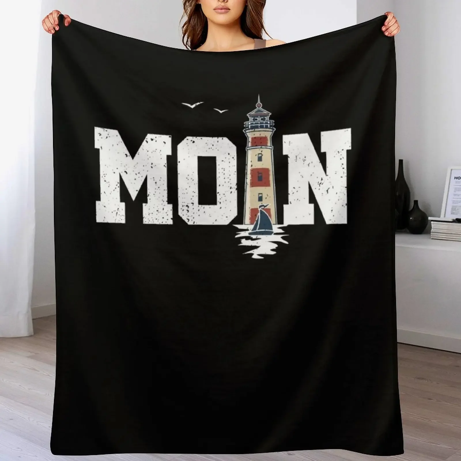 

Hello North Sea lighthouse & seagulls North Germany sea beach Throw Blanket manga Multi-Purpose Furrys Cute Plaid Blankets