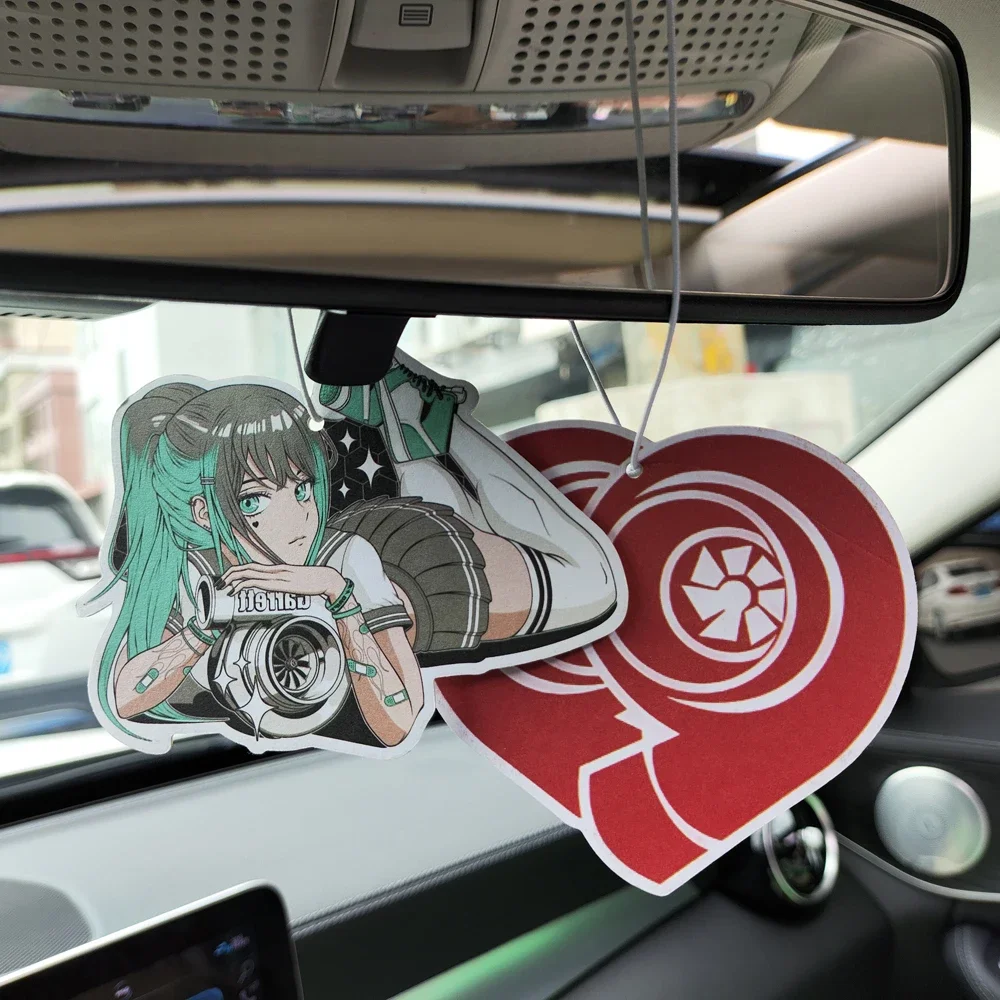 أحدث JDM نمط أداء سيارة مرآة الرؤية الخلفية قلادة معطّر الهواء الصلبة ورقة الديكور سيارة الديكور أنيمي توربو ديكور #4