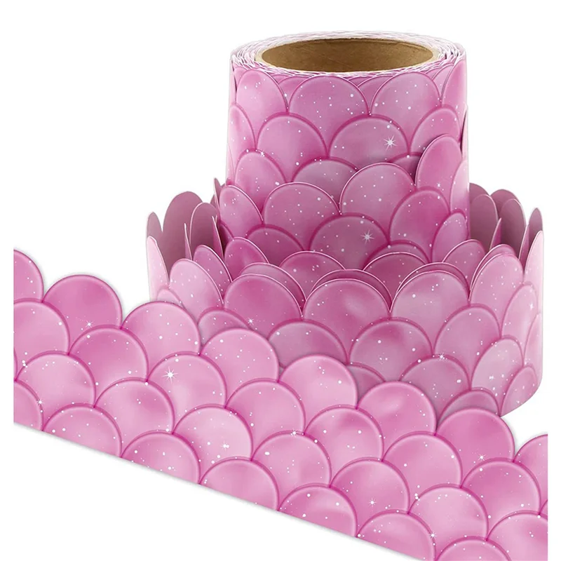 2X 20 متر أومبير الأرجواني الاسكالوبس لوحة الإعلانات الحدود قوس قزح الحدود المستقيمة الفصول الدراسية أو ديكور المنزل المدرسة #5