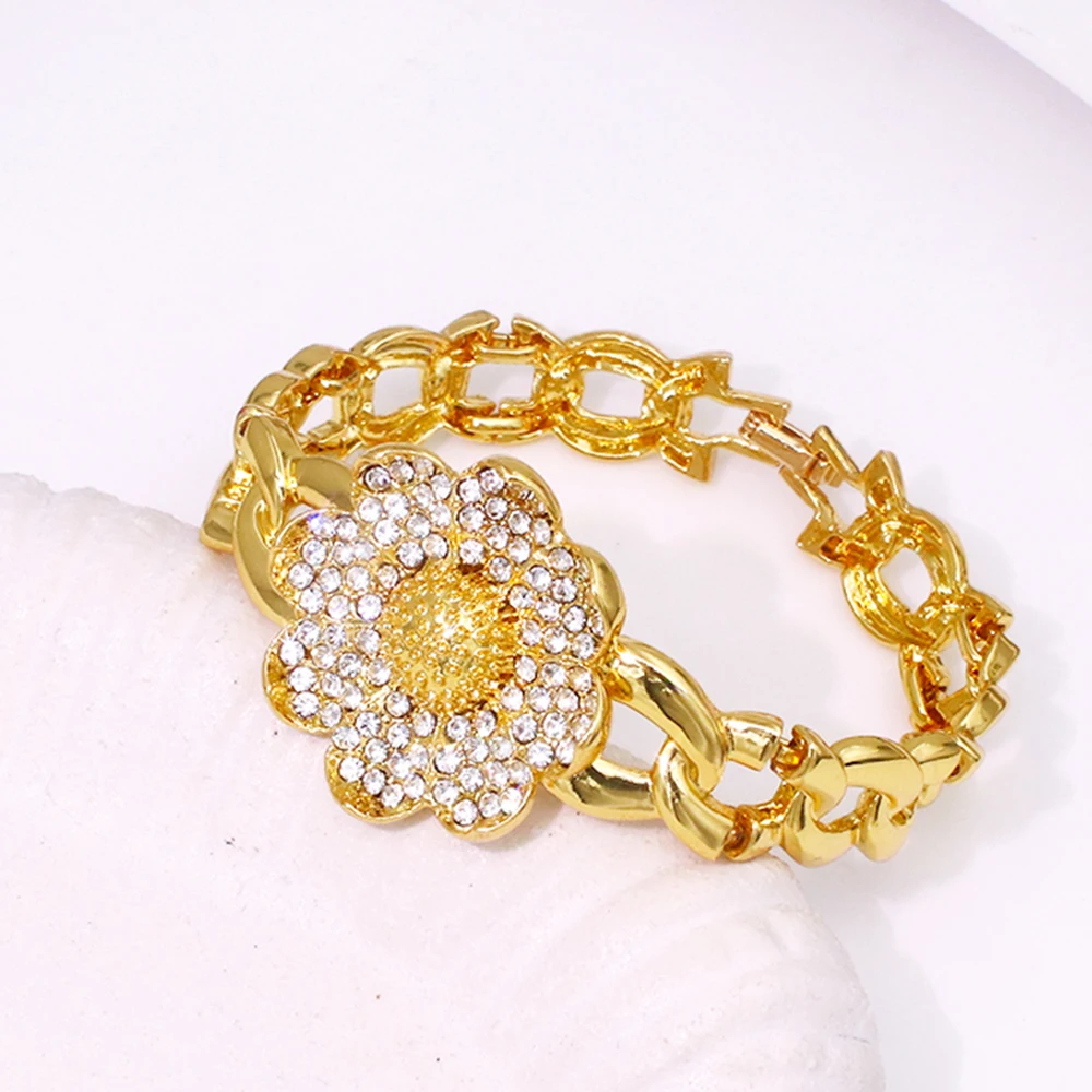 Vintage Jewelry Sets For Women Plant Flower Big Pendant Quality Necklace Earrings Ring Bracelet Set Jewelry Trending