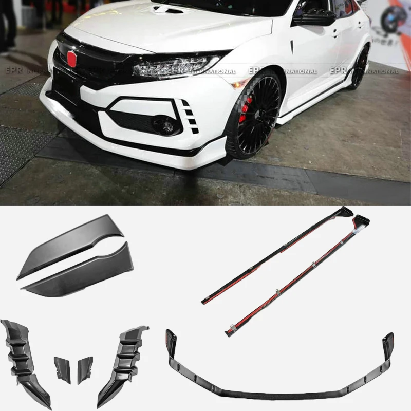 ABS لـ 17-19 سيفيك نوع R FK8 M نوع المصد الأمامي تزيين 2 قطعة/الخلفي تحت المفسد/الشفة الأمامية/الزينة الجانبية #1