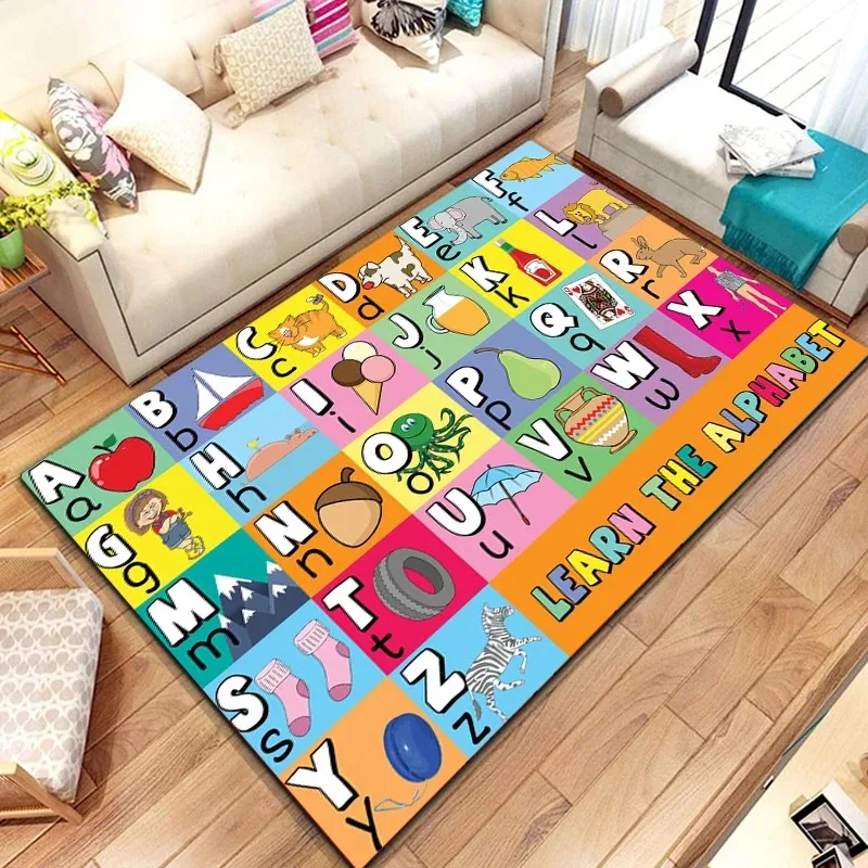 Alphabet Learning Carpet Mat Rug ABC Letters Numbers Animals Shapes Educational Kids Home Decoration Floor Mat Bedroom Decor