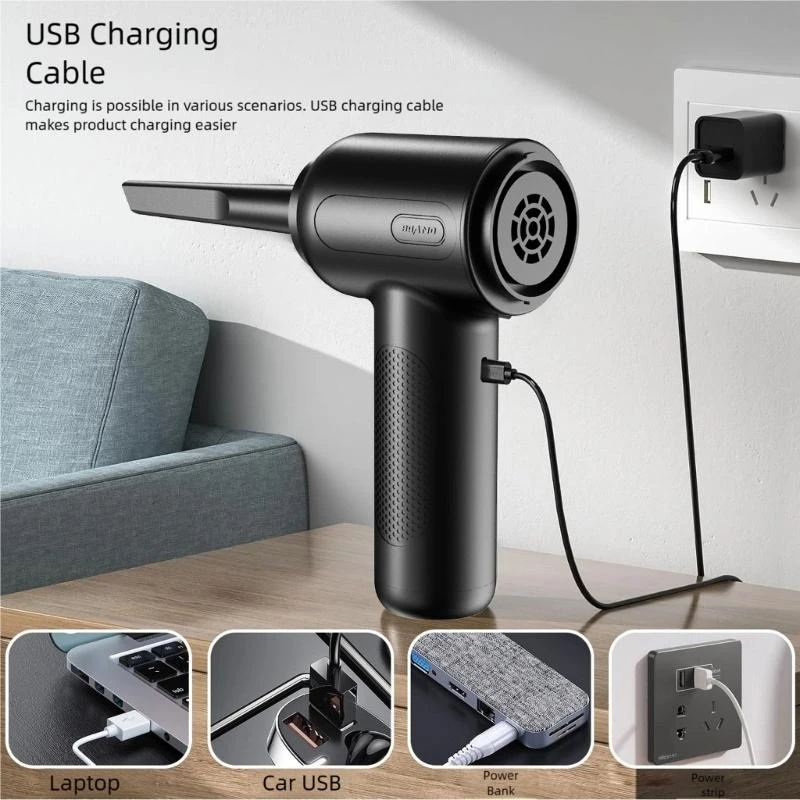 Wireless Air Duster Handheld Compressed Air Cleaner Highly speed Motor For PC Keyboards Car Interiors Home Appliances F19E