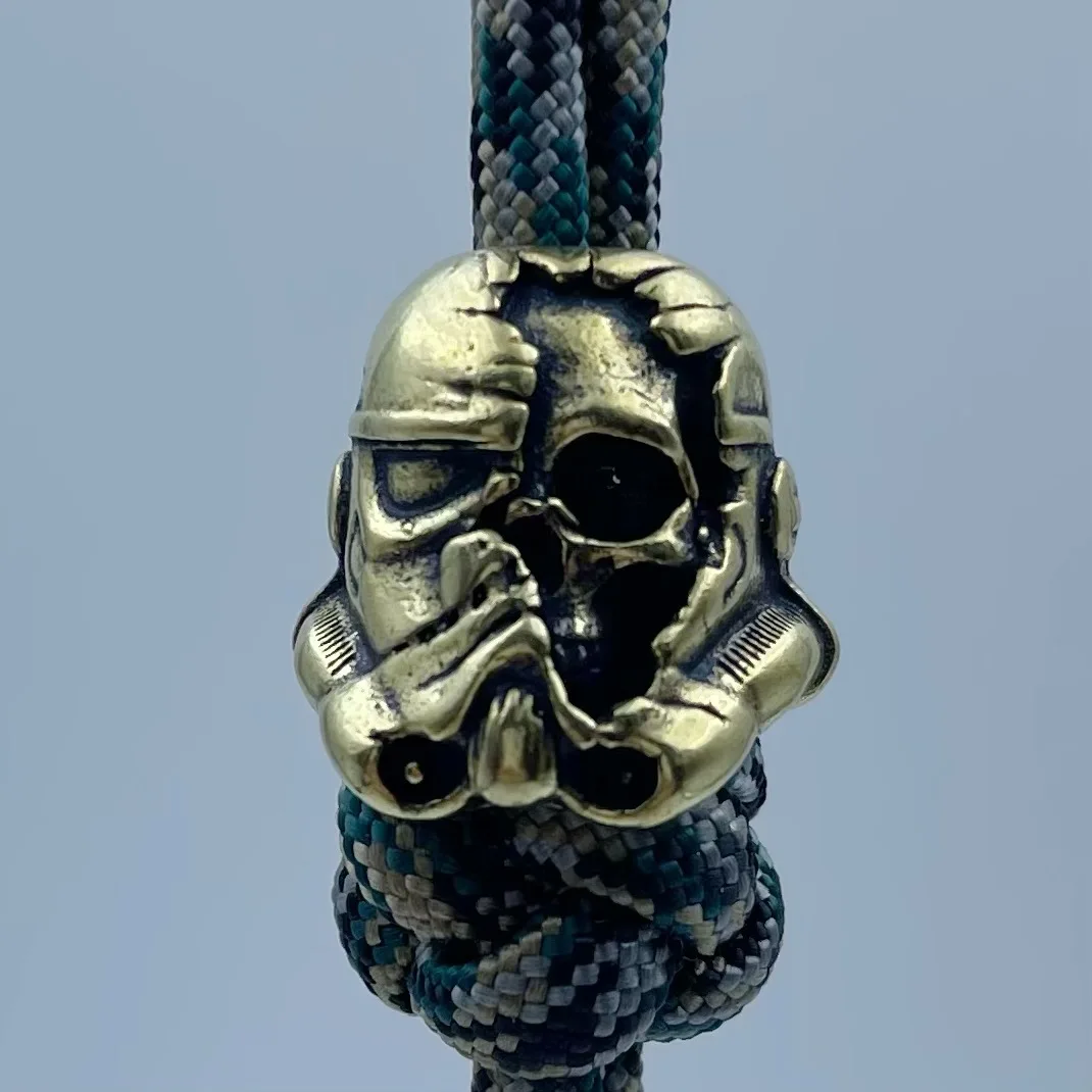 Brass Dead Soldier Skull Miniatures Face Helmet Knife Lanyard Bead Pendant Paracord EDC Tool Survival Bracelet DIY Accessories