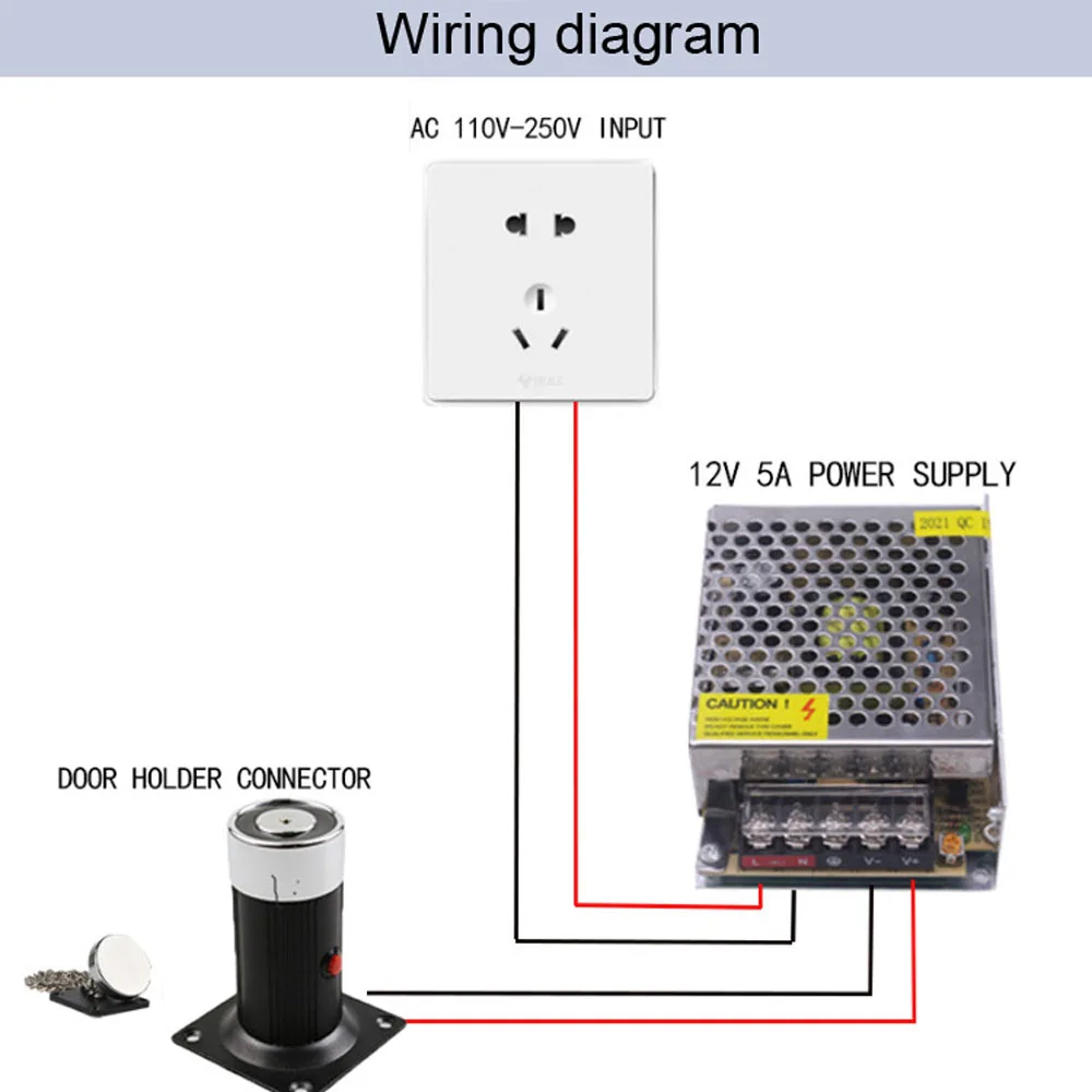 Magnetic Suction Electromagnetic Lock Extended  Wall Mount Door Holder Fire Doors Electromagnetic Door Suction 50kg