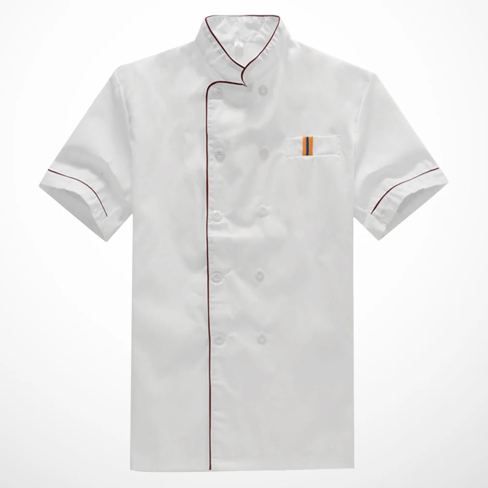 

Chef Coat Uniform Catering Jacket Clothing Casual Mens Jackets White Men Short Sleeve Executive Service Loose Costume Food