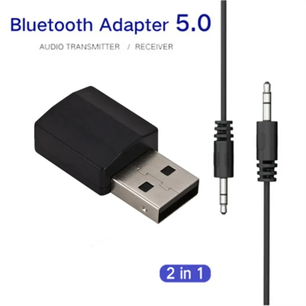 2 In1 Bluetooth 5.0 Audio Receiver Transmitter 3.5mm AUX Audio Wireless Adapter for TV PC Headphones Home Stereo Car HIFI Audio