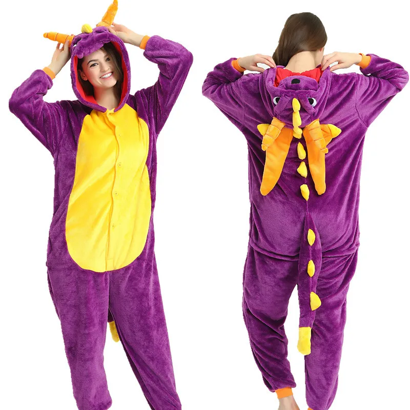 

Thick Soft Flannel Anime Costume Spyro Purple Dragon Onesies Pajama Halloween Carnival Party Clothing