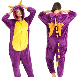 Thick Soft Flannel Anime Costume Spyro Purple Dragon Onesies Pajama Halloween Carnival Party Clothing