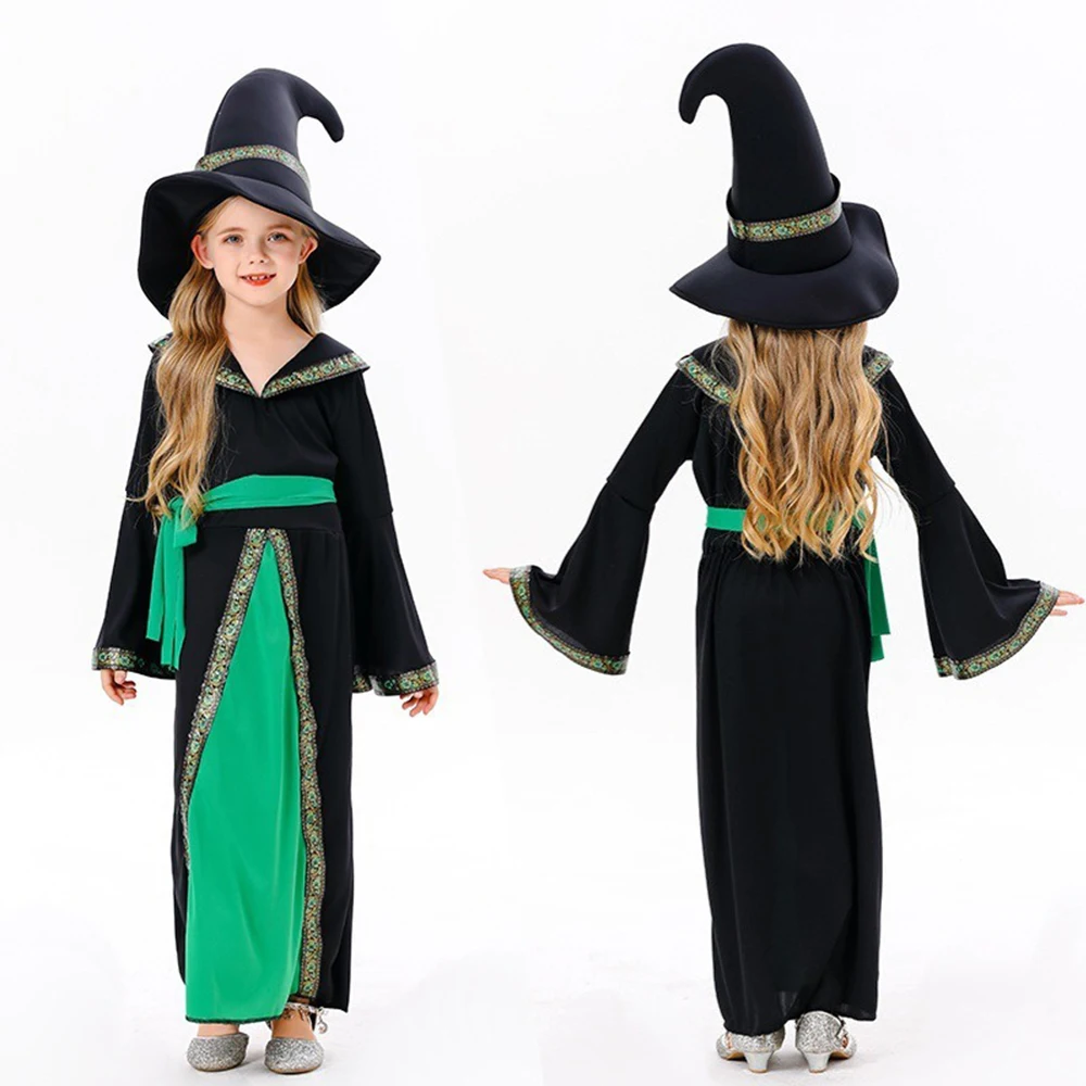 

Medieval Cosplay Vampire Witch Dress Halloween Costumes for Middle Ages Carnival Party Stagement Performance Long Hoody Outfit