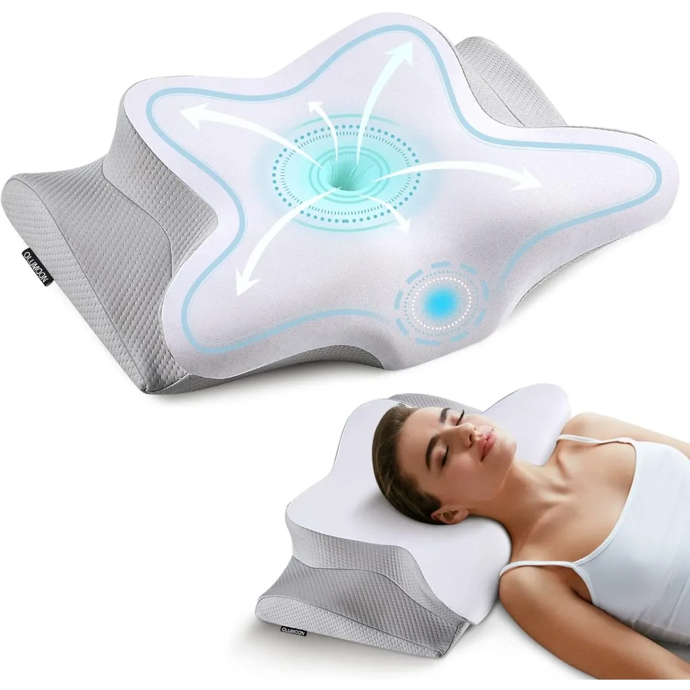 

Memory Foam Pillows - Neck Support Pillow for Pain Relief, Ergonomic Cervical for Sleeping, Orthopedic Contour Bed Pillow