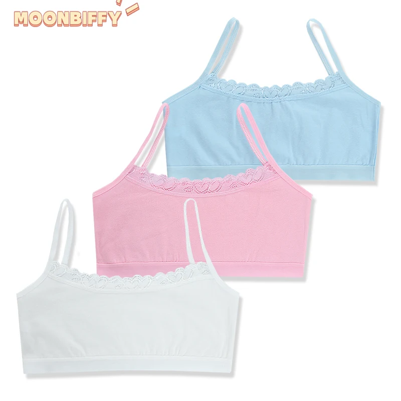 1pcs Young Girls Lace Puberty Teenage Soft Cotton Underwear Training Bra Crop Top 8-14years top mujer топ женский