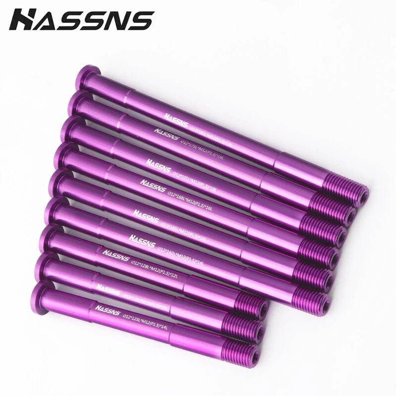 HASSNS MTB เพลา 15x100 15x110 12x142 12x100 12x148 จักรยานอลูมิเนียม Barrel SHAFT Rod 12 มม.15 มม.ส้อมเพลา