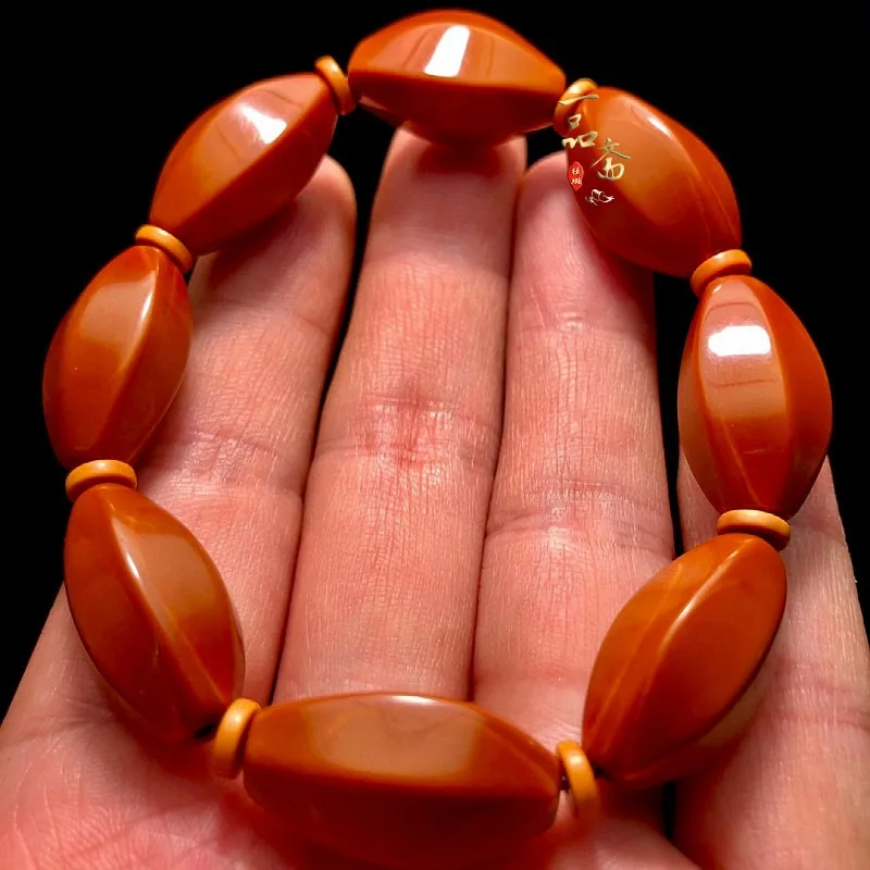 Fine Natural Uncarved Hexagonal Olive Kernel Bracelet Men Playable Old Tree Seed Small Portable Zen Chinese Wenwan Lucky Amulet