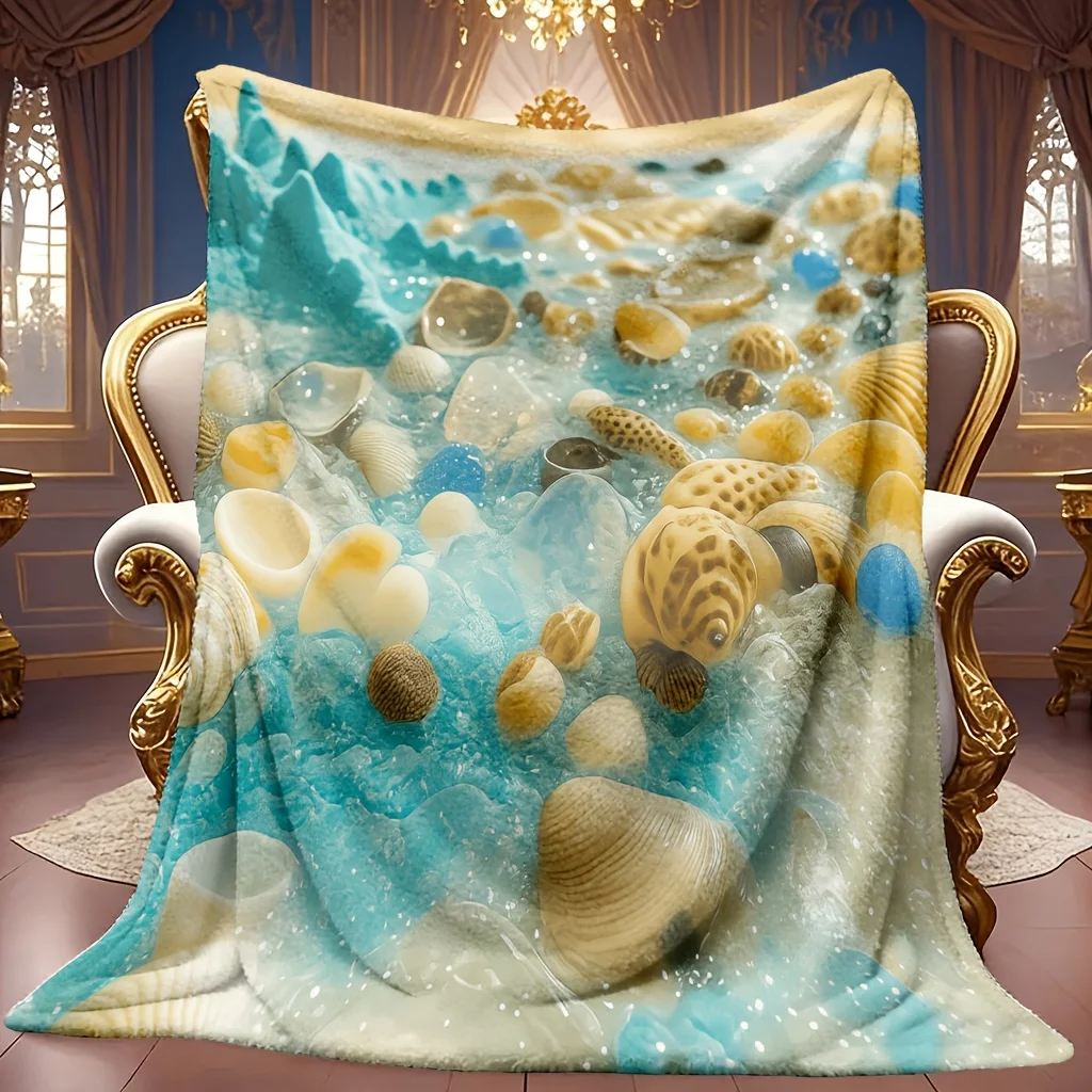 Serene Mountain Scene Soft Warm Bed Throw Blanket Versatile Decorative Wrap For Coffee Shop Office Supermarket Store Display