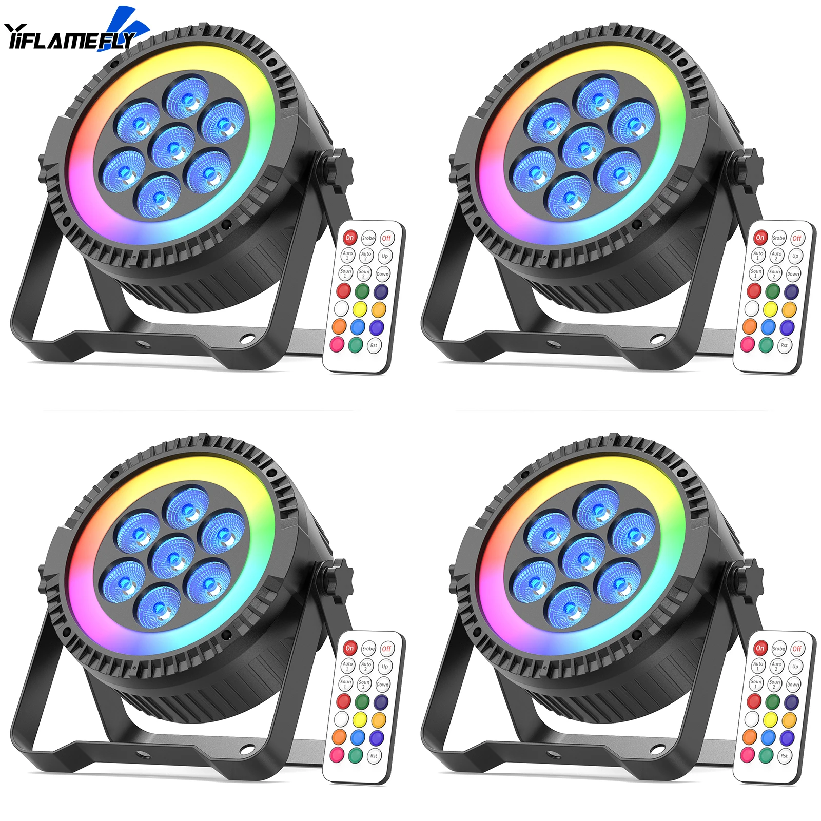 

Yiflamefly 4 шт. 7 светодиодов + 48 SMD сценический светильник 2-в-1 DMX DJ Lights 6/10CH Party Light 4 режима управления светодиодный прожектор DJ Light Effect