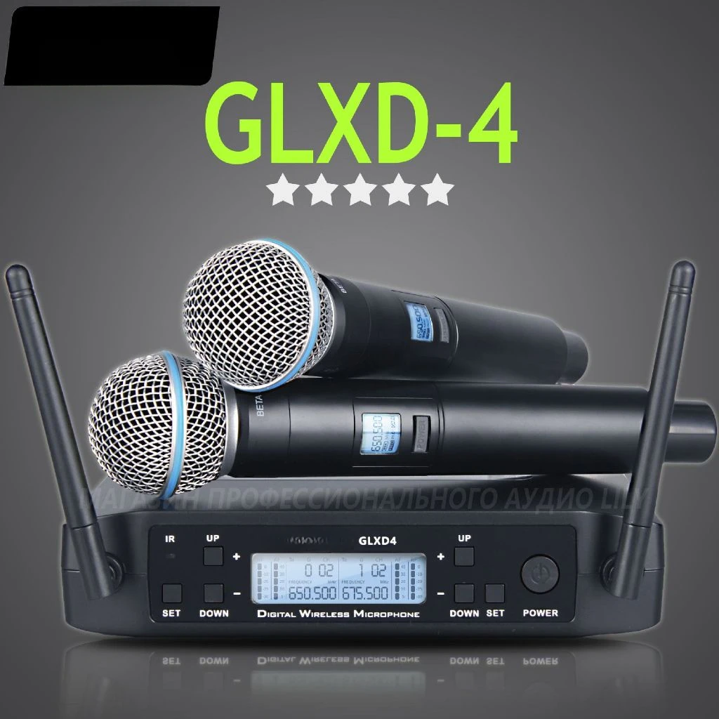 GLXD4 Wireless Microphone UHF Wireless Handheld Microphone Suitable for Stage Performance Karaoke KTV