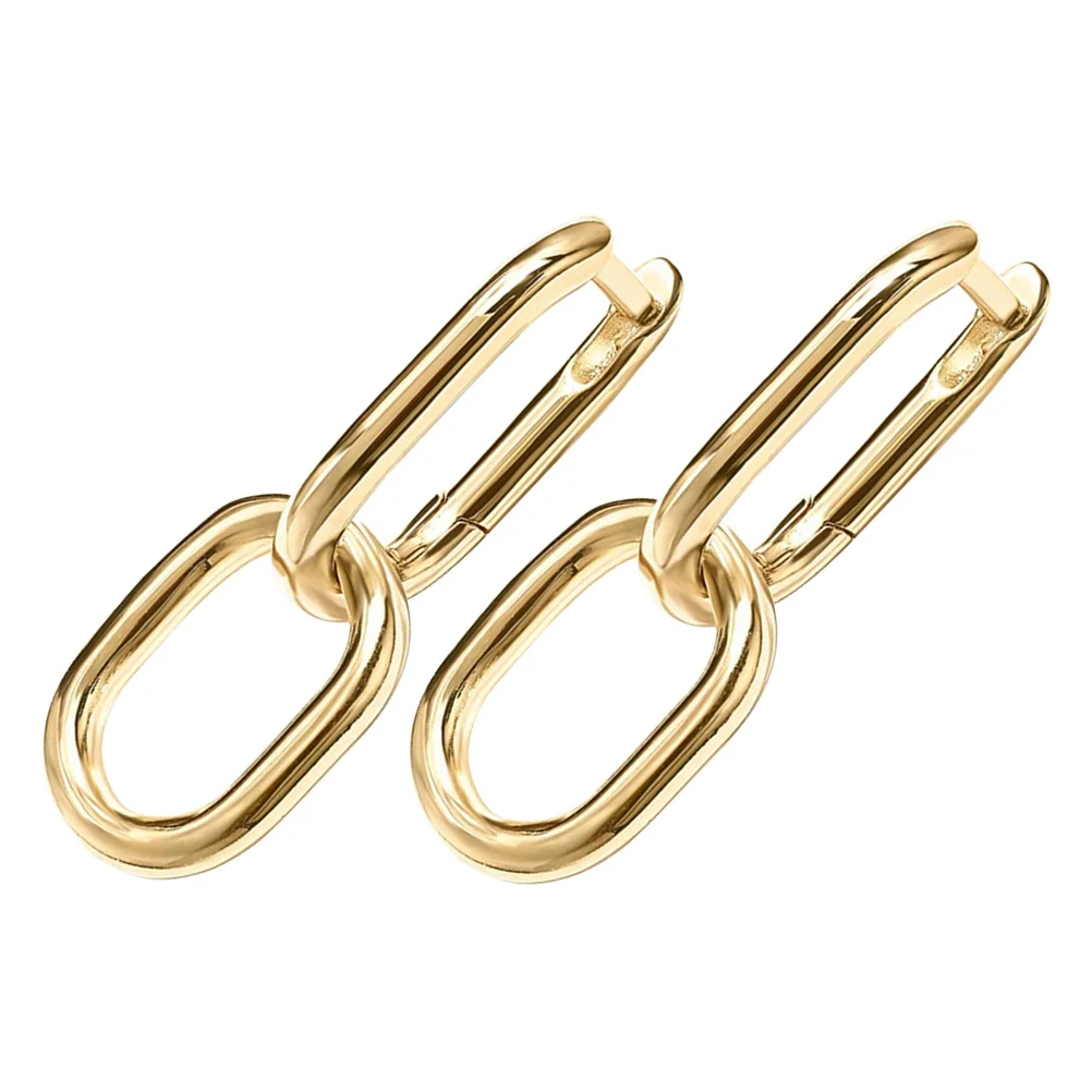 

Square Interlocking Earrings Geometric Hoop Metal Fashionable Dangling for Women