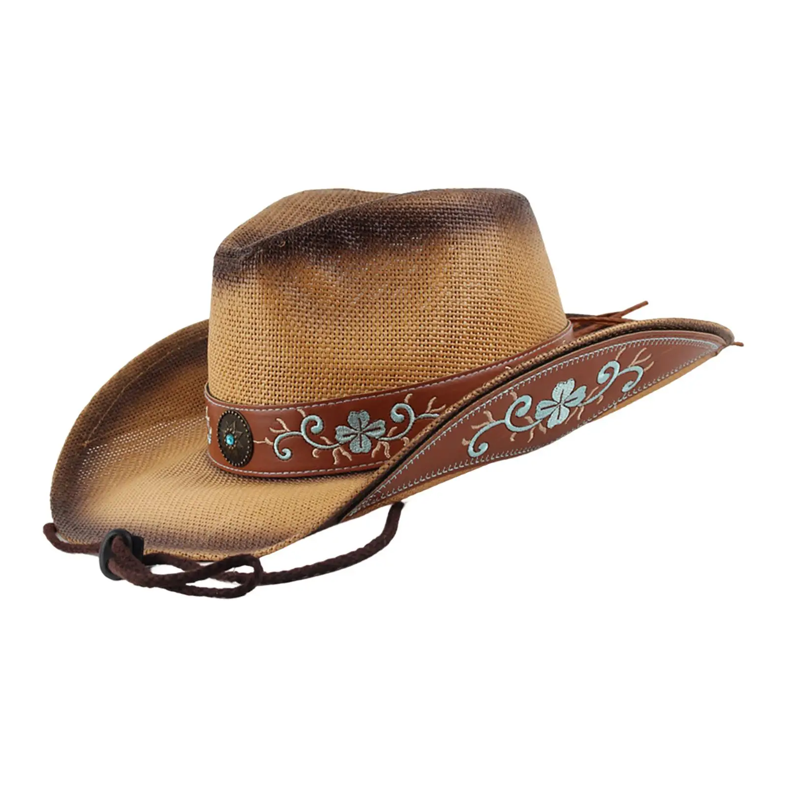 Western Cowboy Hat Unisex Adult Roll up Brim Sunhat for Music Festival Concerts Stage Performance