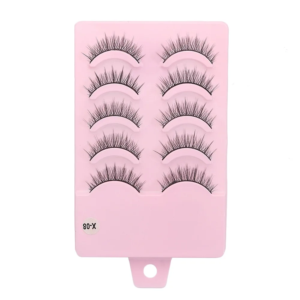 5 pairs New Wispy Manga Lashes Soft Flared Faux Mink Lashes Doll Spike Wet Eyelash Eye Makeup