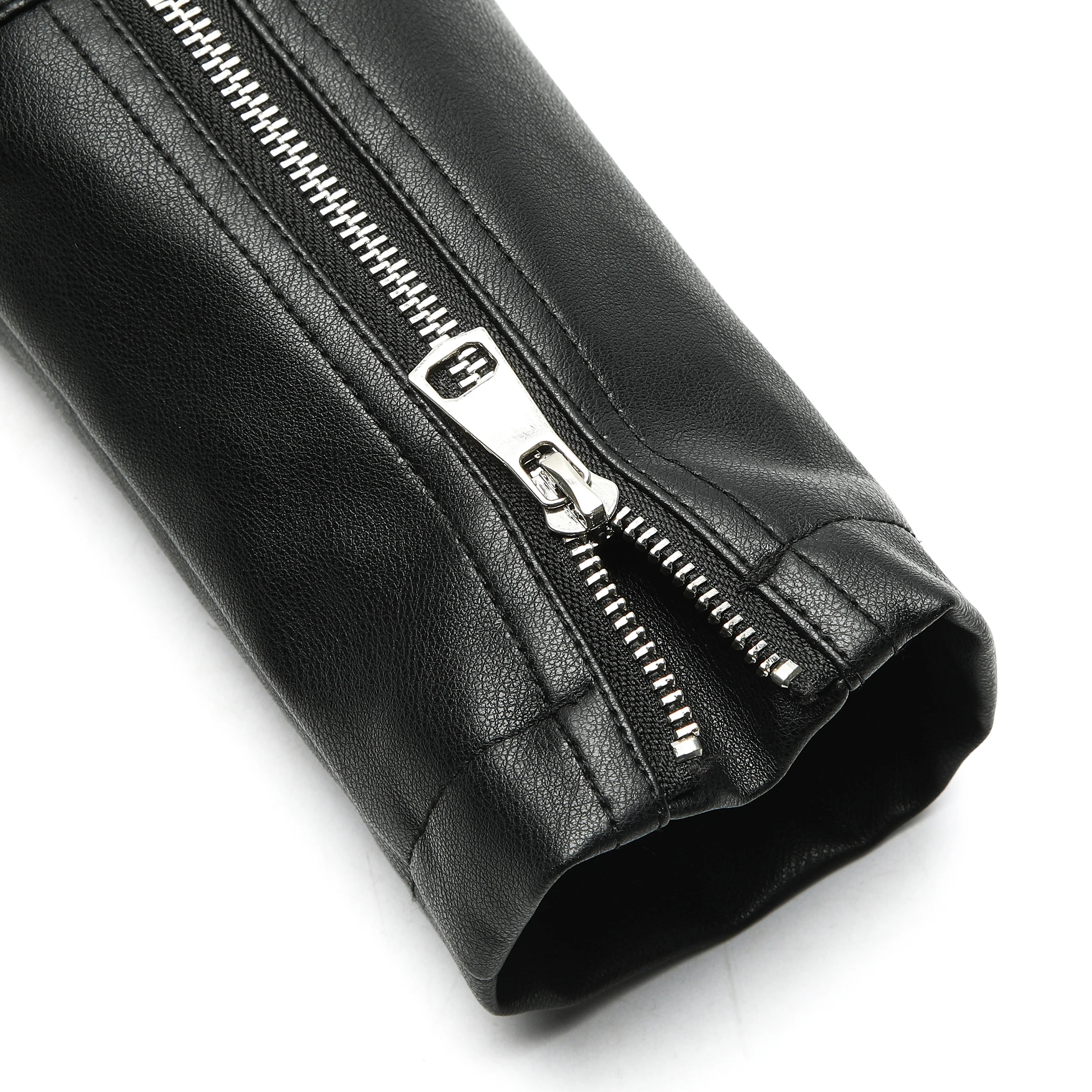 ⭐   女性用バイカースタイルPUレザージャケット - ジッパーとボタン付きビーガンフェイクオートバイジャケット (ブラック/ホワイト/レッド/グリーン)