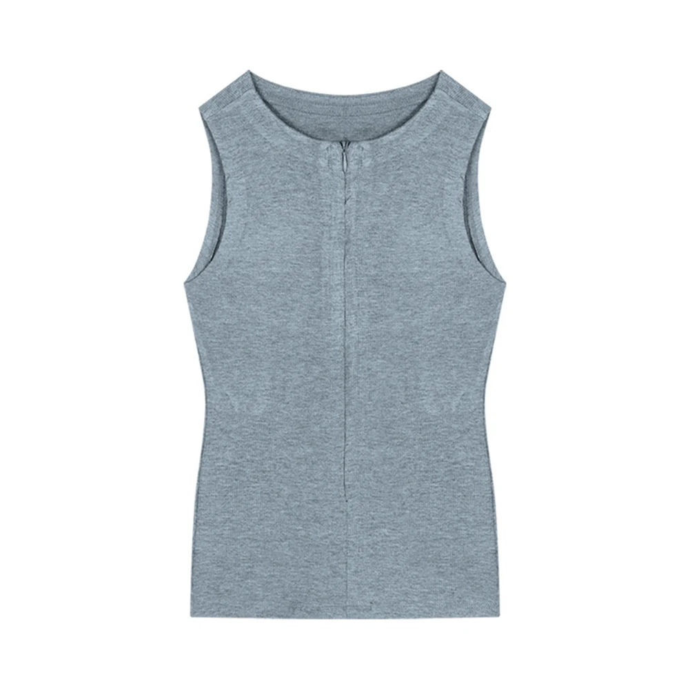 

Bodycon Sleeveless Women Fashion Top Perfect For Summer Parties Stylish Vest Suitable For Vacation Regular Length Round Neck