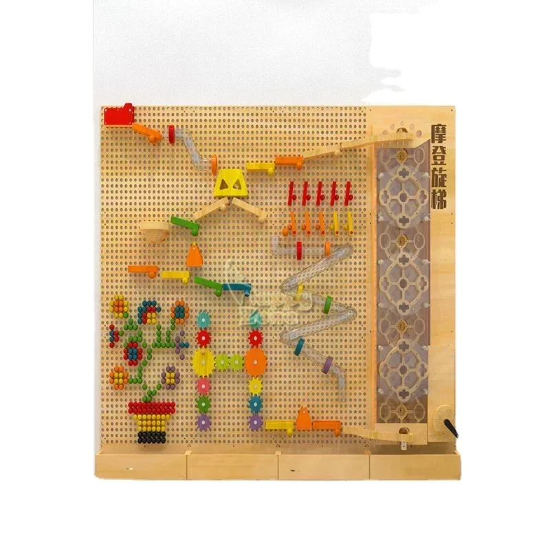 DIY Educational Learning Wall Game Interactive wall stem game with gear, clear tube and music play for Kids Play Corner