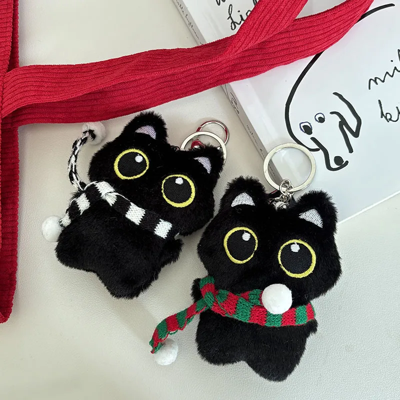 10cm Cute Black Cat Plush Doll Doll Backpack Decorative Pendant Black Cat Plush Doll Keychain Boy Girl Gift