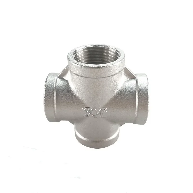 1PCS 304 Stainless Steel External Thread Cross Fitting 1/2 3/4 1 Inch Water Pipe Connector DN15 DN20 Manifold