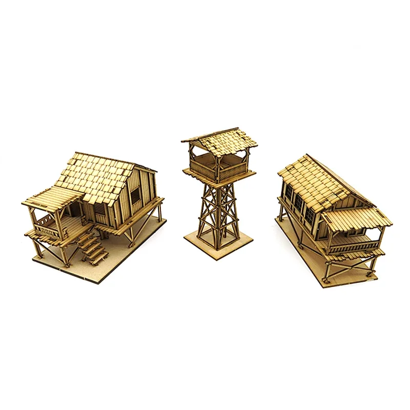 1:72 WWII Modern Sentry Tower Watchtower Scene Wooden Assembled Model Ornaments Handmade Gifts