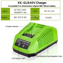 HOT Replacement Charger For Greenworks 40V Lithium Battery Power Tools For Green works Original Battery Portable Charging