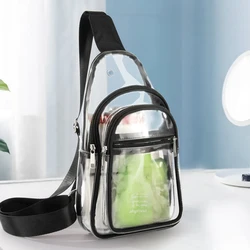 Fashion Messenger Bag Stadium Approved Clear PVC Chest Bag Waterproof Transparent Small Zipper Headphone Hole for Men Women