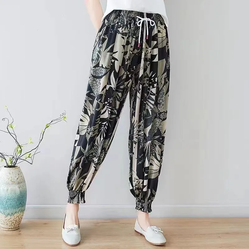 Plones de Verano Casus de Seda Helada para Mujer, Estampado Playero, Repelente de Mosquitos, Plones Hoados de Lo...