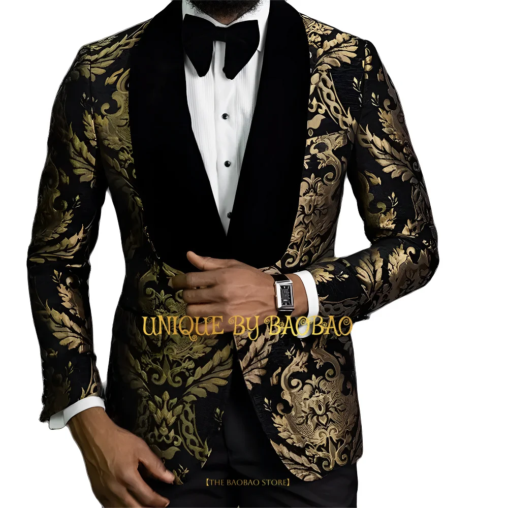 Men\'s 2-piece wedding suit (coat+pants) Jacquard polka dot shawl lapel set engagement ball concert cocktail party custom tuxedo