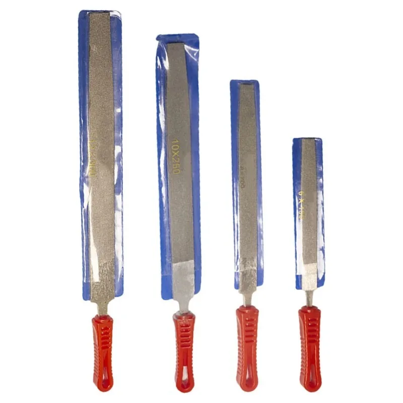 Durable High Quality Diamond Flat File Diamond Flat File Red Sliver Diamond Needle Flat Long-lasting Hand Tools