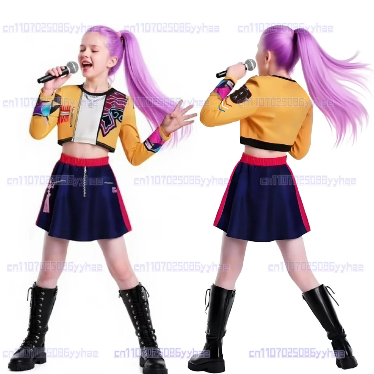 Kpop 루미 조이 미라 파티 코스프레 의상 어린이 악마 퇴치자 청소년 무대 의상 팝 가수 드레스업 4-14세용