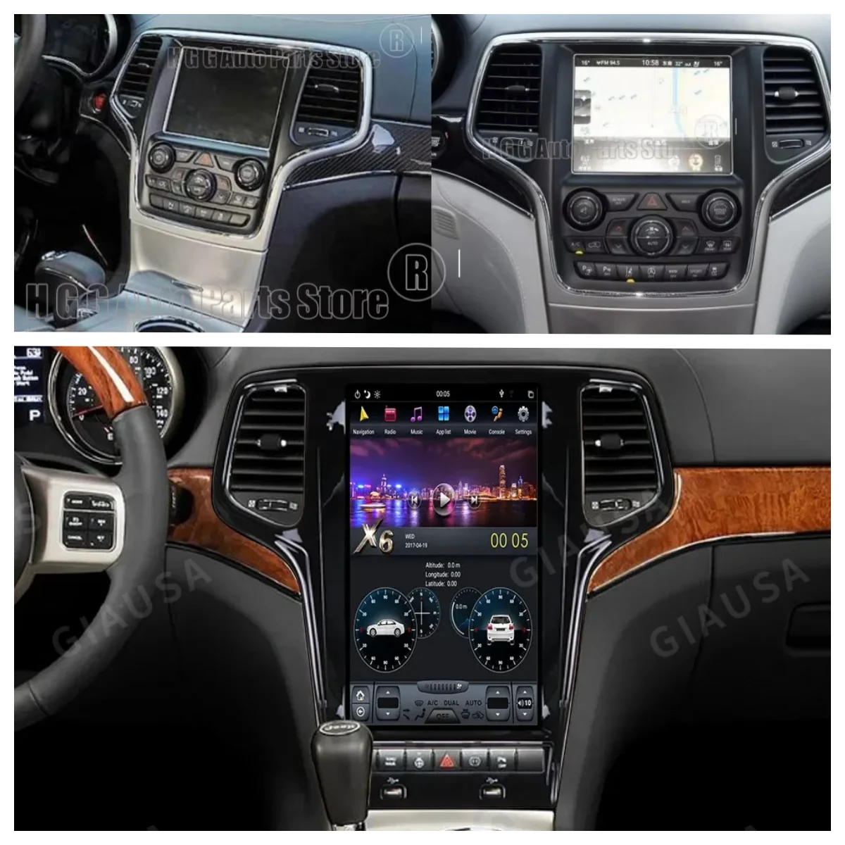 13.6 Inch For Jeep Grand Cherokee 2010 to 2021 Car Multimedia Player Gps Radio Android 13 Octa Core Carplay Android Auto 4G WIFI