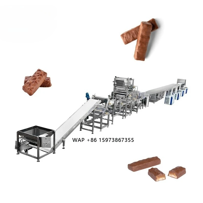 Línea de Producción Automática de Barras de Snickers, Máquina Automática para Hacer Barras de Chocolate y Cacahuete, Equipo Industrial de Confitería