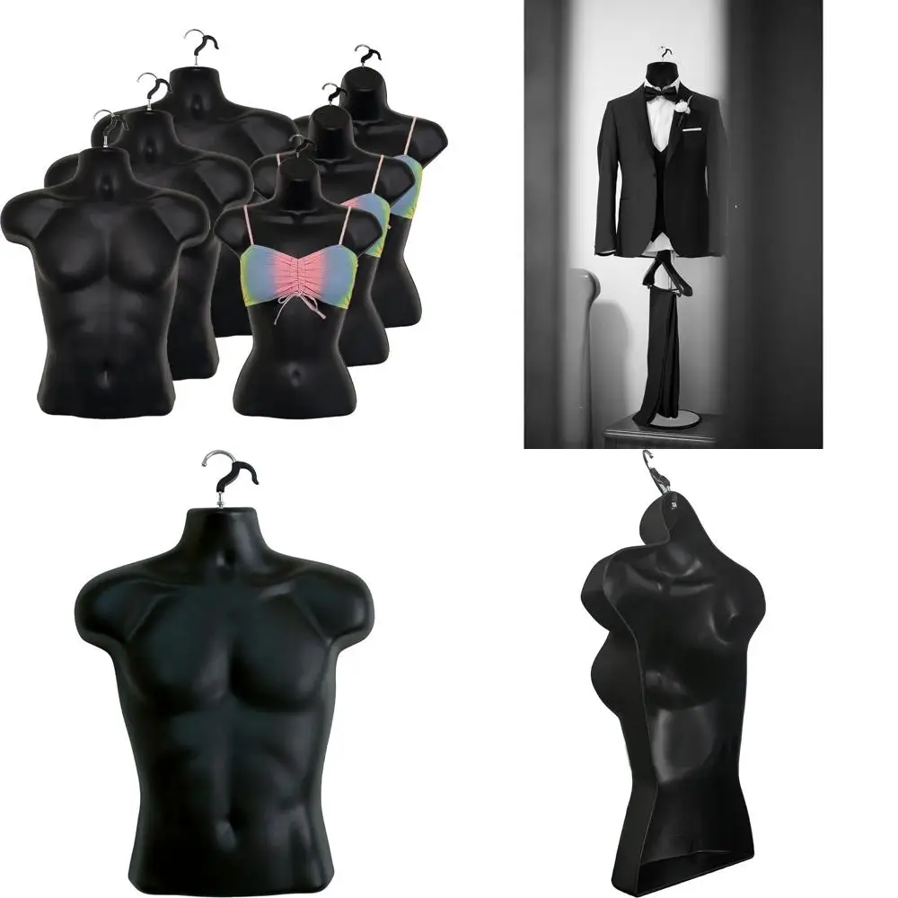 

Черные мужские и женские манекены с округлой талией, с крючком для подвешивания, размеры S-M (набор из 3 штук)