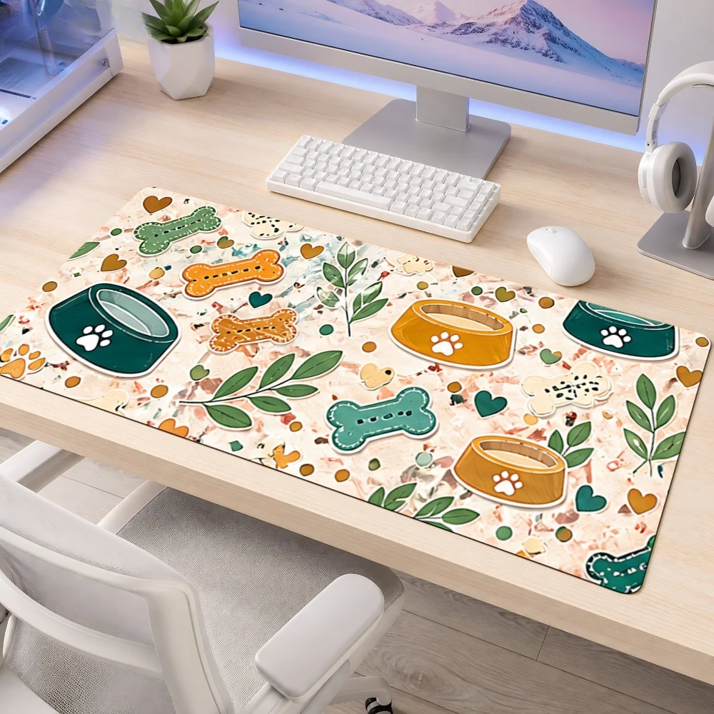 Tapis de souris antidérapant, base simple à motifs de pattes vertes et orange, accessoires de jeu pour ordinateur de bureau pour programmeurs
