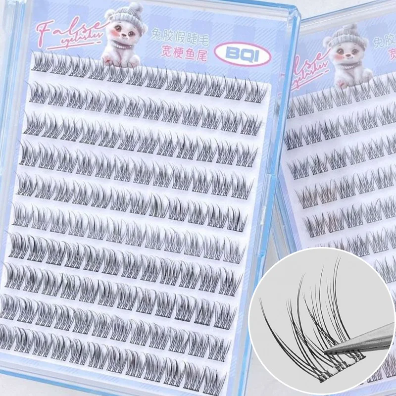 120 Pcs/Box 3D Fish Tail Silk False Eyelashes Individual Cluster Lashes Makeup Flared Tools Natural 11mm Cluster Eye Lashes