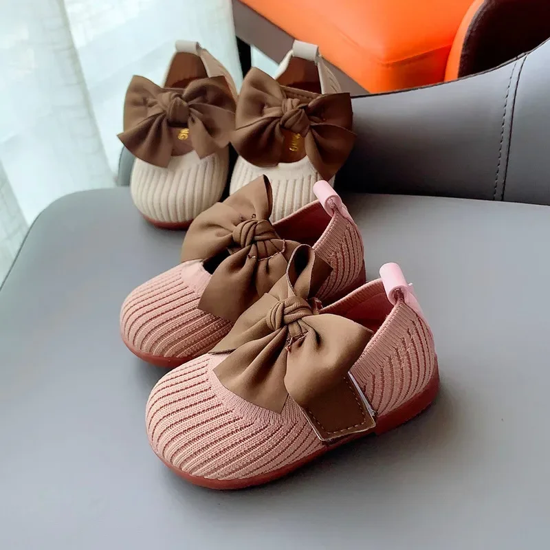 Spring Autumn Baby Girls Fashion Patent Leather Big Bow Princess Mary Janes Party Shoes Solid Color Student Flats Shoes