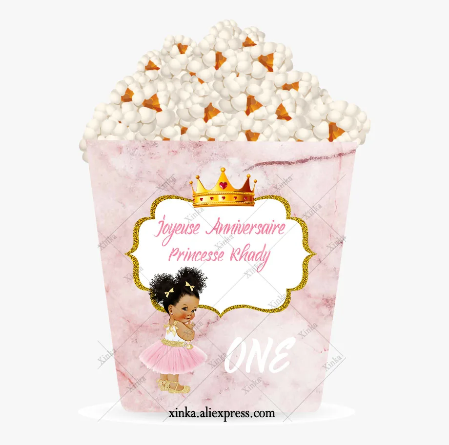 العرف ورقة صغيرة الفشار كأس صناديق الكرتون كعكة توبر تسمية مستديرة المعمودية فستان صندوق الأطفال حفلة عيد ميلاد الديكور #5
