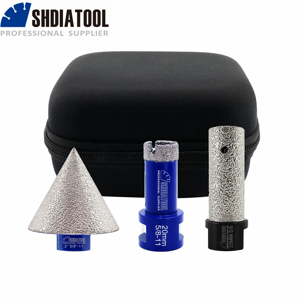 

SHDIATOOL 3pk/kit 5/8"-11 Thread Diamond Core Drill Finger Chamfer Bits Set Porcelain Tile Granite Marble Ceramic Hole Cup Saw