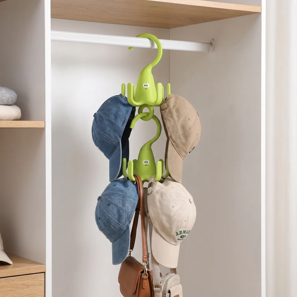 Series Stacking Hooks 360-degree Rotating Swivel Hook Organizer Multi-claw Hanging Storage Rack Stacking Design for Hats Bags